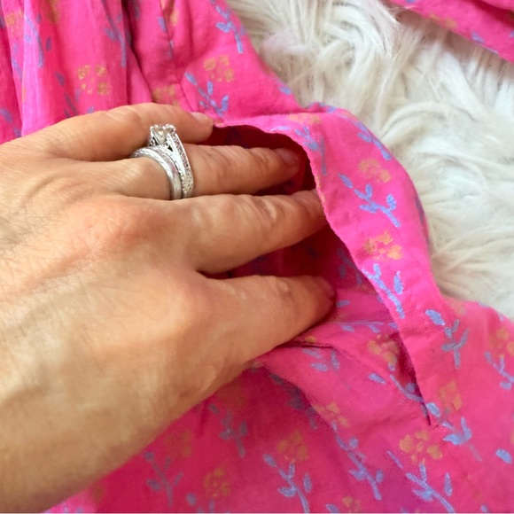 NWOT Cleobella Demi Mini dress Ditzy Mix Block Print Organic Cotton Ruffle Bow M - Picture 11 of 13